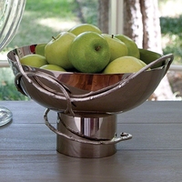 印度进口装饰品欧式镀镍缠绕的枝条碗不锈钢水果盘客厅果盆装饰碗
