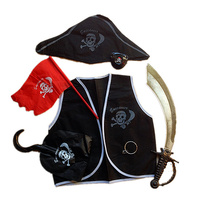 轩逸阁COS儿童海盗道具 海盗七件套海盗马甲独眼龙眼罩塑料海盗枪