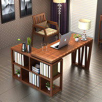 爱绿居 实木电脑桌 书桌 移动办公组合多功能带书架柜