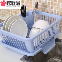 日本进口厨房碗碟架沥水碗架置物架塑料碗筷收纳盒水槽沥水篮储物
