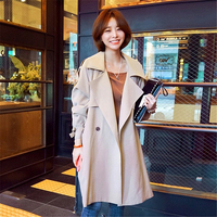 2015秋装新款女式风衣韩版修身中长款双排扣长袖大码女士风衣外套