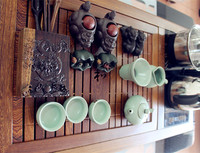 鸡翅木茶盘 电磁炉一体 自动排水 实木茶台茶具组合包邮