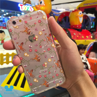 香港代购日本迪士尼小鹿苹果6S保护套iPhone6plus手机保护壳4.7透