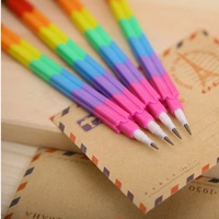 导弹笔 4支装彩色免削笔【积木导弹笔】可换芯铅笔 智力玩具