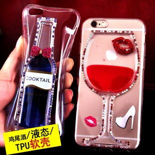 苹果iPhone5S手机壳iphone6手机壳带水钻红酒杯6plus保护套4.7寸