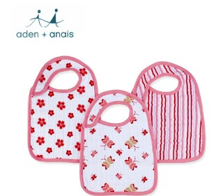 美国aden+anais纯棉宝宝护肩口水巾 婴儿围嘴饭兜可调节 3条包邮