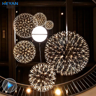后现代创意个性吊灯LED火花球圆球形烟花满天星客厅餐厅酒店展厅