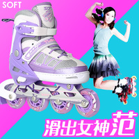 天鹅溜冰鞋成人女直排轮套装初学闪光单排旱冰鞋轮滑鞋成年男特价