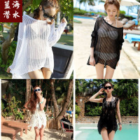 韩版镂空沙滩衣 性感短防晒衣 针织罩衫比基尼背心沙滩比基尼罩纱