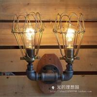 loft工业风复古水管壁灯 个性创意酒吧咖啡厅铁艺单双头水管壁灯