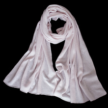 100%山羊绒针织围巾男女通用围脖 春秋冬季保暖中厚长款 浅粉纯色