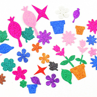 EVA背胶花朵贴片闪光 幼儿园手工制作材料手工diy儿童手工贴纸