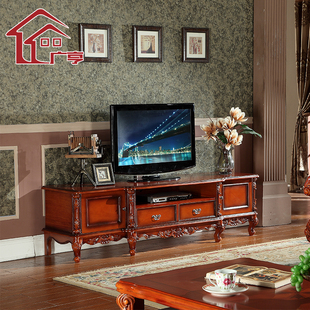 广亨家具 欧式电视柜 法式实木矮柜简约伸缩地柜卧室 电视柜组合