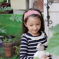 韩版儿童发饰女童发饰批发立体花朵图案蕾丝发带发箍新2色包邮