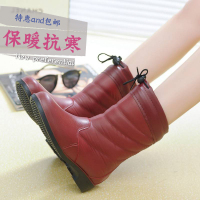 秋冬季韩国棉雨鞋女士中筒时尚皮纹套鞋加绒保暖防滑水鞋胶鞋雨靴