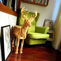 创意实木麋鹿书架 样板房橱窗客厅边几动物置物架装饰玄关桌摆件