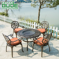 欧德户外家具铸铝桌椅组合酒吧餐桌室外花园庭院休闲铸铝烧烤圆桌
