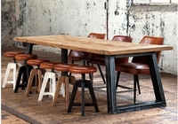 法国复古工业风格设计铁木餐桌LOFT工作台老松木画桌复古做旧家具