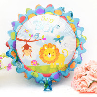 18寸圆形花边卡通狮子猴子男女孩铝膜气球 生日周岁派对庆典气球
