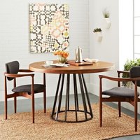 美式铁艺圆形实木西餐桌椅组合饭桌圆桌洽谈咖啡厅桌酒吧办公桌