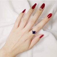 日韩国s925纯银四叶草开口戒指女个性时尚潮人食指指环银饰品礼物