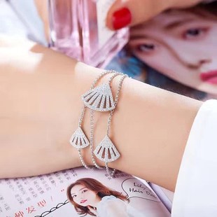香港代购apm monaco手链 纯银三层扇形贝壳个性手环女饰品礼物新