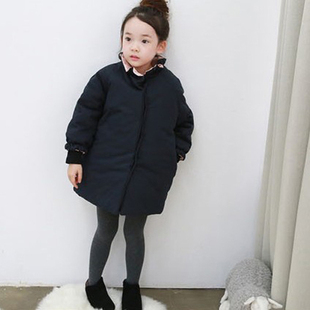 韩版冬季新款女童棉服 中长款宝宝棉袄 儿童加厚内胆棉衣保暖外套