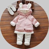 特价婴童0-3岁韩版童套装秋冬宝宝加绒加厚两件套婴儿衣服纯棉