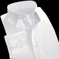无口袋白色男士衬衫男长袖衬衣修身型韩版休闲商务装免烫37至50码