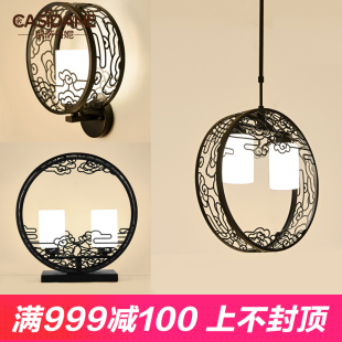 新中式小吊灯中国风餐厅灯铁艺仿古过道圆形现代简约客厅小吊灯具