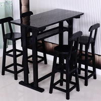 简约创意做旧实木仿古防腐咖啡厅酒吧吧台桌椅组合高脚椅凳吧凳