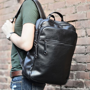新款促销 高档时尚双肩包男士旅行包 休闲背包PU皮包包型男潮包