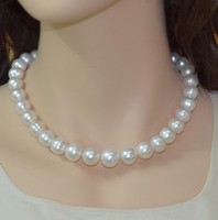天然珍珠项链正圆白色母贝珍珠粉项链时尚锁骨链无暇送妈妈送女友