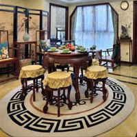 新中式回形现代简约圆形大地毯客厅沙发茶几卧室床边餐桌转椅子垫