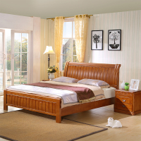 实木床1.5米1.8米橡木婚床双人床 中式家具高箱储物床儿童床现代