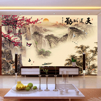 省心3d无缝壁画大型壁画中国风古典墙布客厅电视背景壁纸天道酬勤