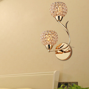 LED水晶壁灯创意墙壁灯客厅欧式卧室床头灯壁灯简约温馨壁灯床头
