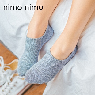nimo nimo简约竖条纹隐形袜子女春夏季纯色浅口袜套日系薄款船袜
