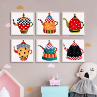 列昂纳多 卡通茶壶组合装饰画客厅沙发背景墙壁画卧室儿童房挂画
