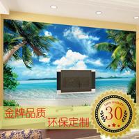 3d椰树大海 天空自然风景 大型壁画电视背景墙纸壁纸客厅卧室沙发
