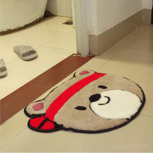 创意卡通地垫可机洗卫浴吸水防滑垫可爱熊头厕所门垫脚垫进门地毯