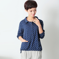 东琳紫澜门卡汶钡禾2015秋装新款专柜正品韩版妈妈装波点长袖T恤