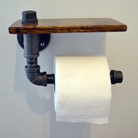 美国进口独立设计师 美式实木黑色钢管 厕纸架 卷纸架 厕所装修