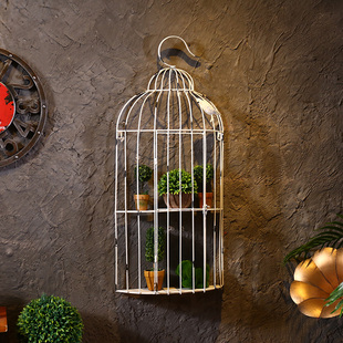 欧式铁艺鸟笼置物架壁挂创意壁饰咖啡厅墙上挂件家居墙面软装饰品