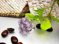 英国设计师 Elegant Bride天然紫水晶手工雕琢木槿花水晶戒指