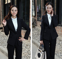 女士韩版一粒扣泡泡袖OL上班面试职业装西服面料加厚垂感十足