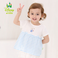 Disney/迪士尼夏季女上衣婴儿T恤短袖拼接上衣152S666