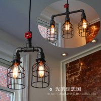 loft水管吊灯复古工业风乡村酒吧咖啡餐创意个性铁笼铁艺水管吊灯