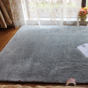 细绒柔顺可水洗防滑卧室地毯客厅茶几地毯简约现代银灰色可定做制