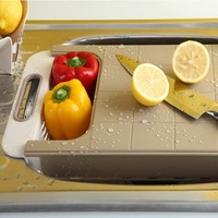 抗菌防滑切菜板PP塑料多功能砧板菜板架子 可伸缩水果案沥水板